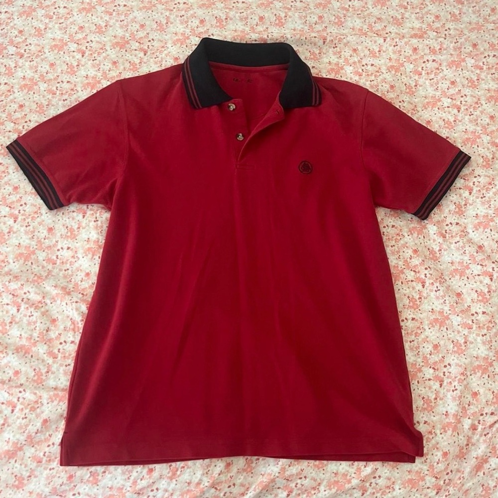 Men's Red Polo Shirt with Black Trim
